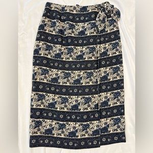 Talbots Irish Linen Floral Print Wrap Skirt Size 8